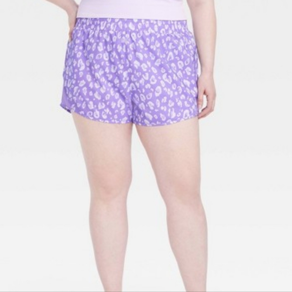 5/$25 All in Motion Purple Leopard Print Women’s Athletic Shorts